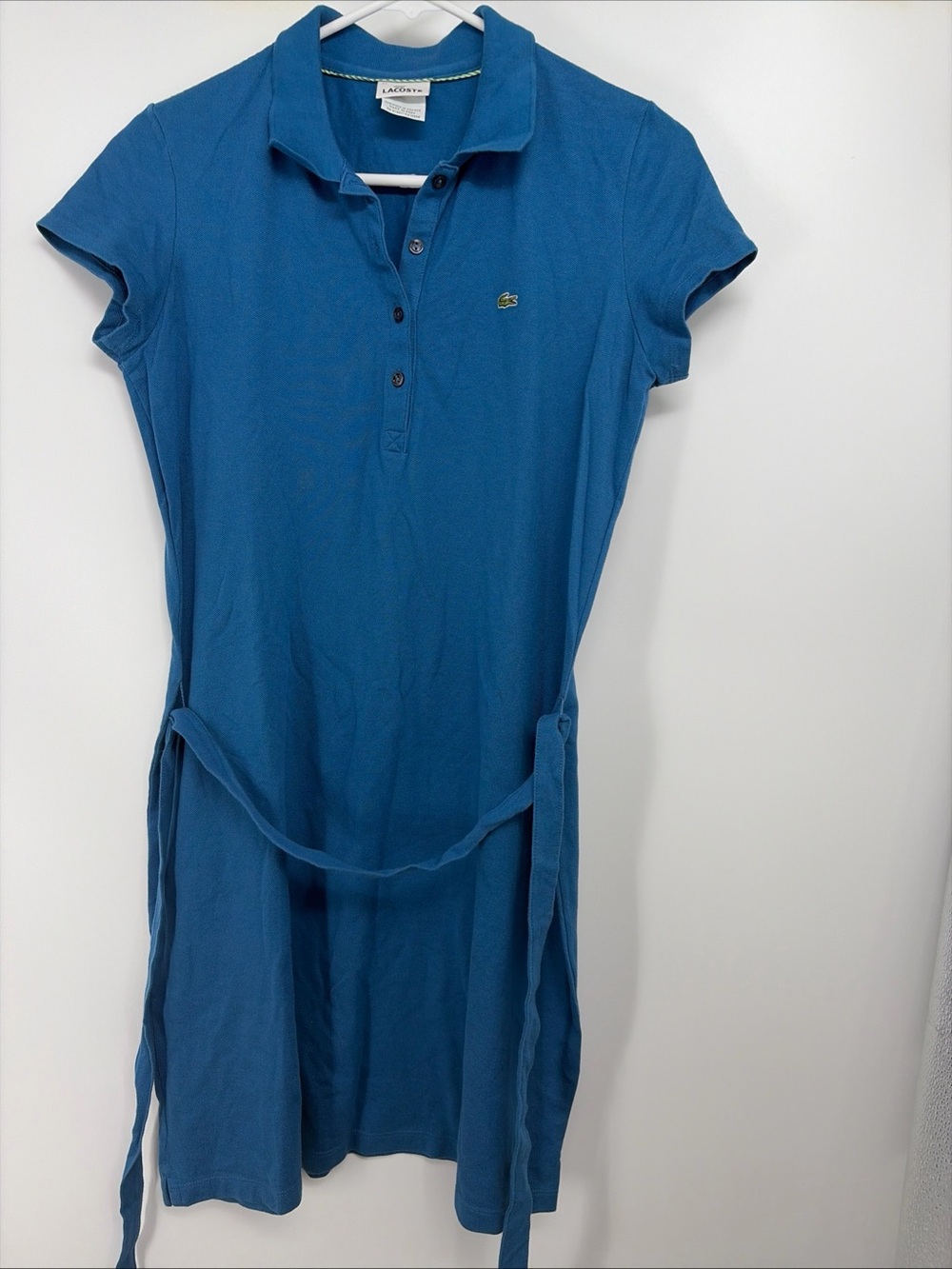 Lacoste Polo Shirt Dress FR 42 US M Blue Pique Cotton